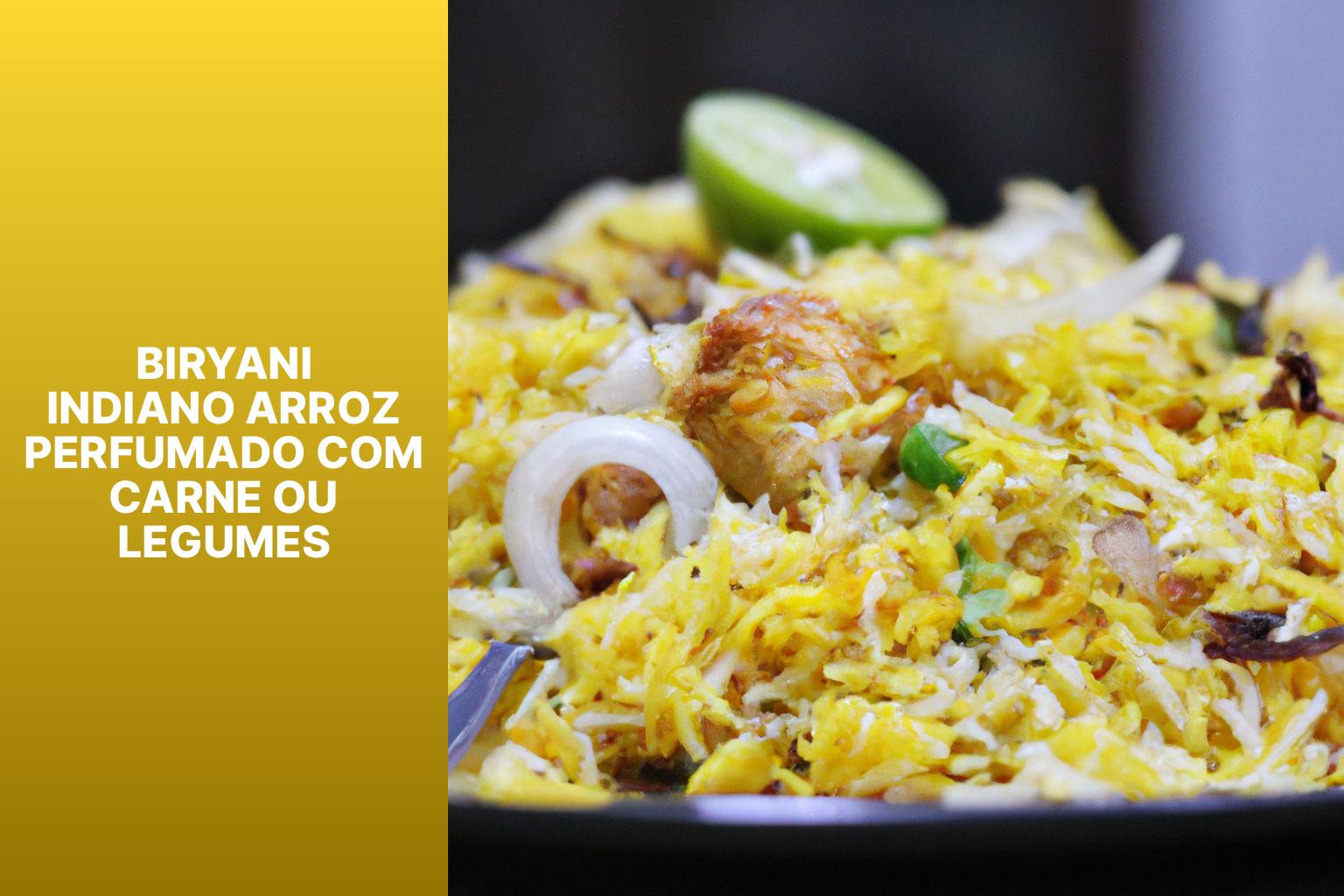 Biryani Indiano Arroz Perfumado com Carne ou Legumes