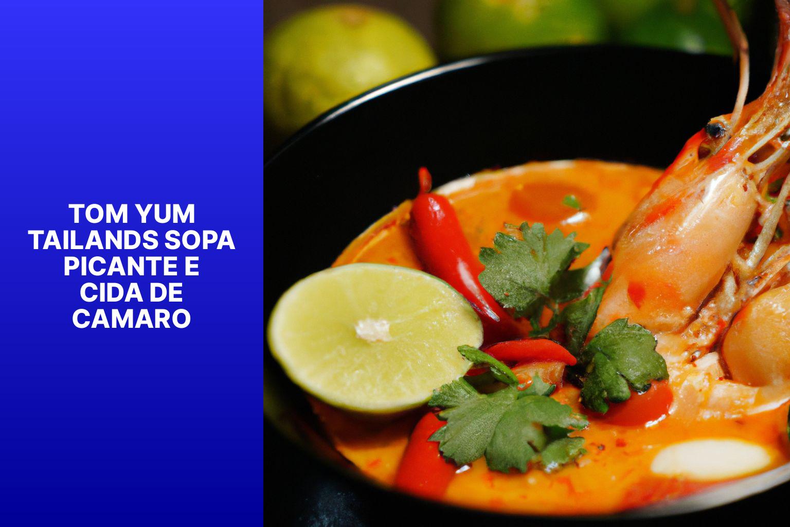 Tom Yum Tailands Sopa Picante e cida de Camaro