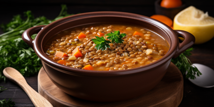 Receita de sopa de lentilha com legumes para perda de peso