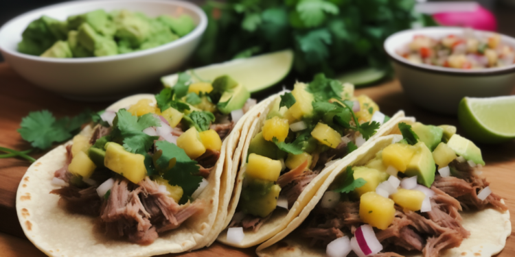 Tacos de Carnitas com Salsa de Abacaxi